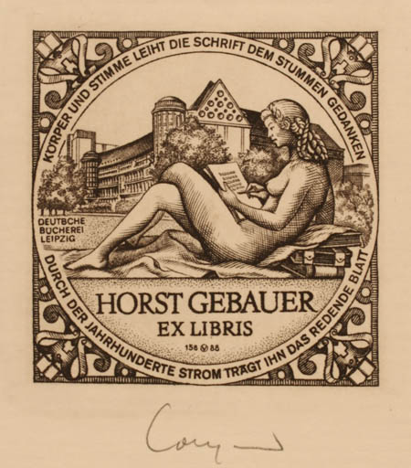 Exlibris by Oswin Volkamer from Germany for Horst Gebauer - Book Woman Nude 