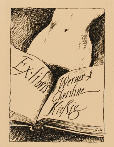 Exlibris by Christa Unzner from Germany for Werner & Christine Kierig - Book Woman Nude 