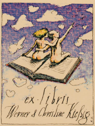 Exlibris by Christa Unzner from Germany for Werner & Christine Kierig - Book Nude Couple 