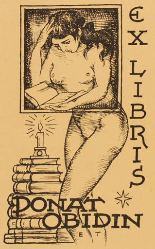 Exlibris by Eberhard Tacke from Germany for Donat Obidin - Book Woman Nude 