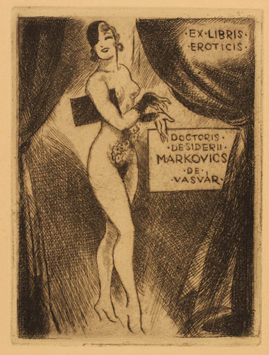 Exlibris by Pal Szücz from Hungary for Markovics De Vasvar - Book Woman Nude 