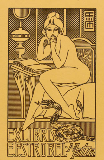 Exlibris by Eugen F. Strobel-Matza from Germany for Eugen F. Strobel-Matza - Jugend Woman Nude 