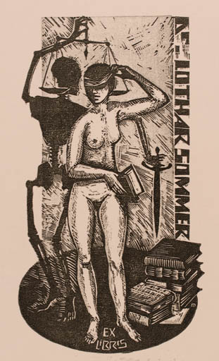 Exlibris by Hubert Rockenberger from Germany for Dr. Lothar Sommer - Book Death Woman Nude 