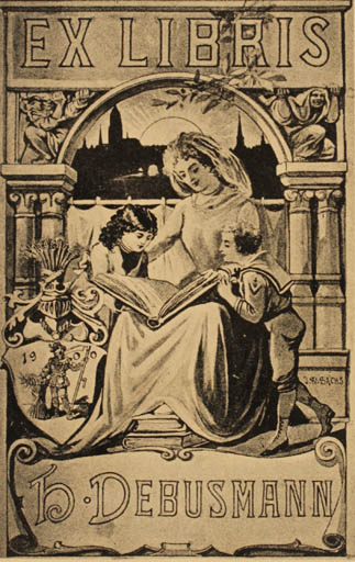 Exlibris by J. W. Sachs from Great Britain for ? Debusmann - Child Book Woman 