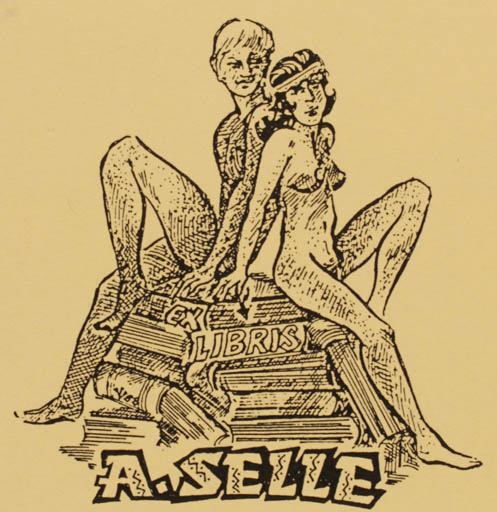 Exlibris by Vilnis Resnis from Latvia for Andreas Selle - Book Nude Couple 