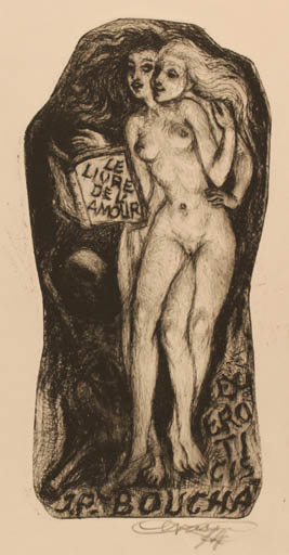 Exlibris by Enrico Vanuccini from Italy for J. P. Bougha - Book Woman Nude 