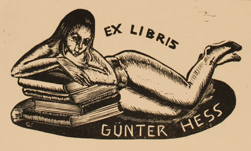 Exlibris by Christiane Verbecken from Belgium for Günter Hess - Book Woman 