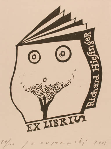 Exlibris by Zgygmunt Janutschewski from Poland for Richard Hiesinger - Book Woman 