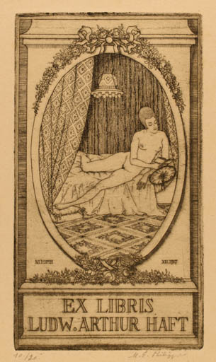 Exlibris by Martin E. Philipp from Germany for Ludw. Arthur Haft - Book Woman Nude 