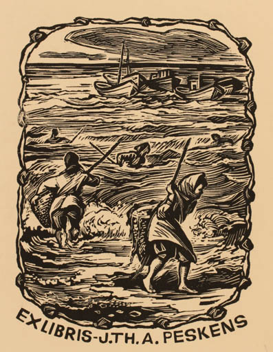 Exlibris by Emil Kotrba from Czechoslovakia for J. Th. A. Peskens - Maritime Ship/Boat 