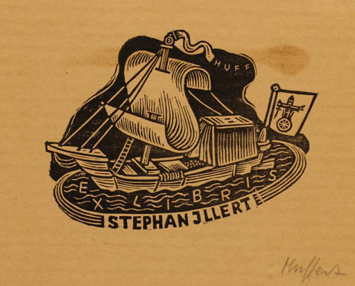 Exlibris by Hermann Huffert from Germany for Stephan Jllert - Maritime Ship/Boat 