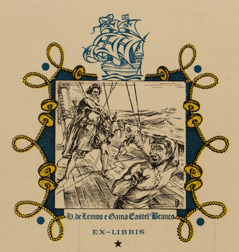 Exlibris by Eduardo Dias Ferreira from Portugal for ? ? - Maritime Ship/Boat 