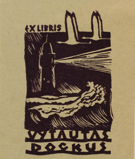 Exlibris by Konstantinas Dockus from Lithuania for Vytautas Dockus - Maritime 