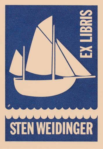 Exlibris by Per Christensen from Denmark for Sten Weidinger - Maritime Ship/Boat 