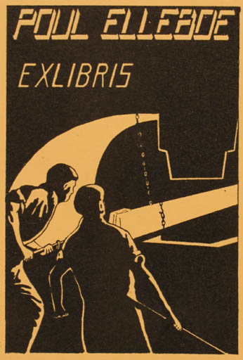 Exlibris by Ferd. Z. Allin from Denmark for Poul Elleboe - Working 