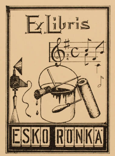 Exlibris by T. Hindström from Finland for Esko Rönkä - Working Photography Music 