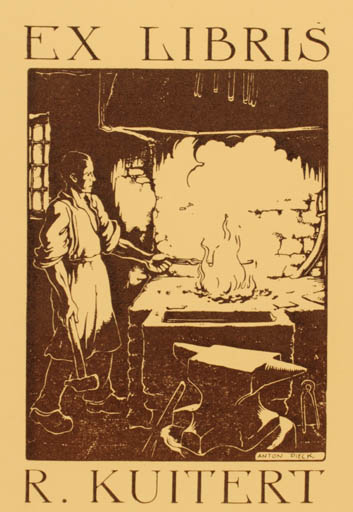 Exlibris by Anton Pieck from Netherland for R. Kuitert - Working Interior Man 