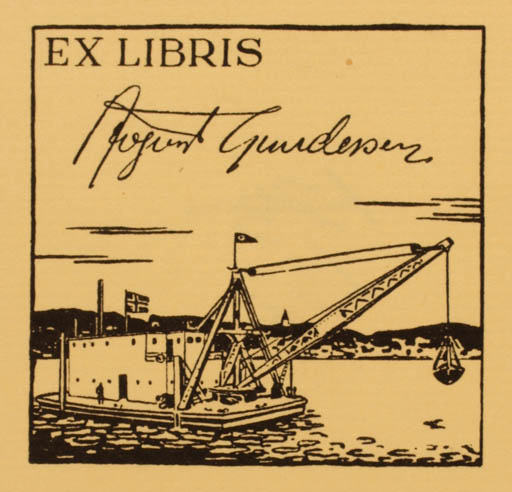 Exlibris by Albert Jaern from Norway for August Gundersen - Working Technology 