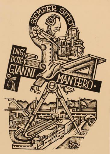 Exlibris by Max Kislinger from Austria for Gianni Mantero - Working City 