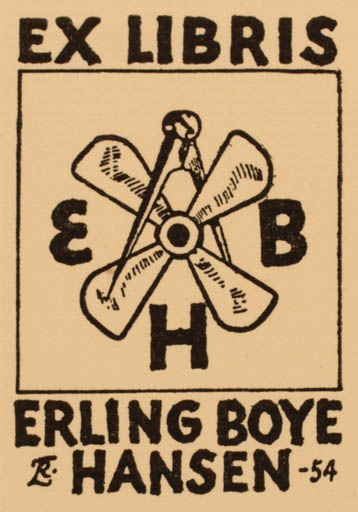 Exlibris by Richard Lindberg from Denmark for Erling Boye Hansen - Working 