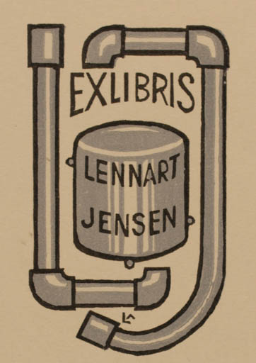 Exlibris by Lorentz May from Denmark for Lennart Jensen - Working Technology 