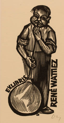 Exlibris by Herbert S. Ott from Germany for René Wattiez - Working Man 