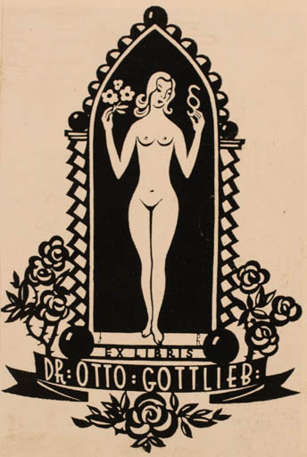 Exlibris by Jörg Reitter from Austria for Dr. Otto Gottlieb - Woman Nude 