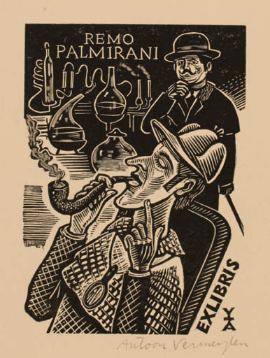 Exlibris by Antoon Vermeylen from Belgium for Rosellae Remo Pamirani - Working Man 