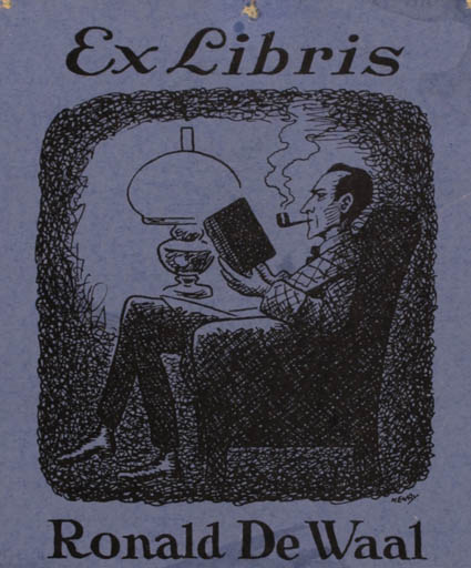 Exlibris by Henry Lauritzen from Denmark for Ronald De Waal - Book Man 
