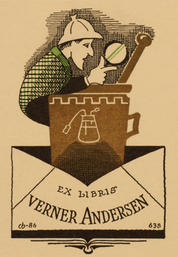 Exlibris by Christian Blæsbjerg from Denmark for Verner Andersen - 