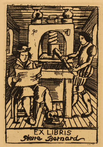 Exlibris by Ernö Barta from Hungary for Pierre Bernard - Working Printing technique 