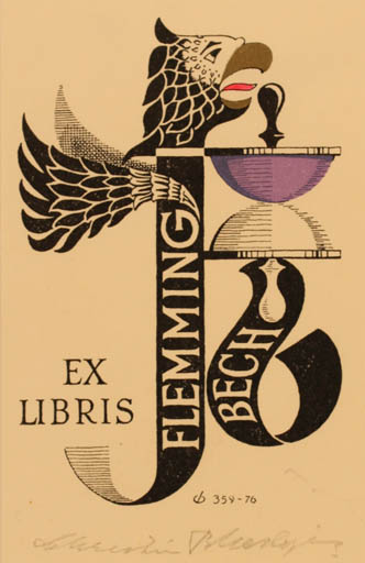 Exlibris by Christian Blæsbjerg from Denmark for Flemming Bech - 
