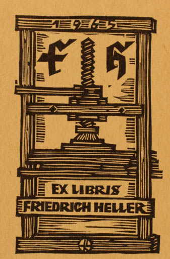 Exlibris by Otto Feil from Austria for Friedrich Heller - Working Printing technique 