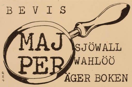Exlibris by J. Hartmann-Petersen from Denmark for ? Maj Sjöwall & Per Wahlöö - 