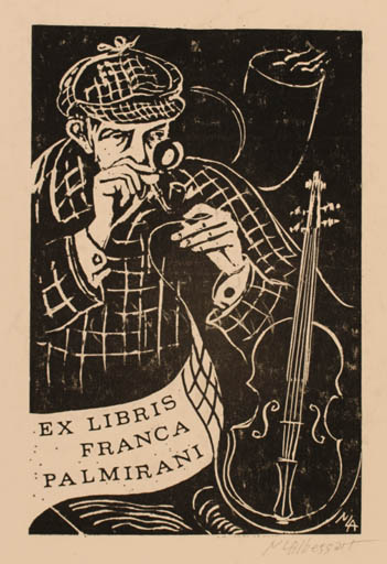 Exlibris by Marie-Louise Albessart from Belgium for Franca Palmirani - Working 