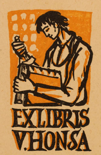 Exlibris by M. Vasa from Czechoslovakia for V. Honsa - Working 