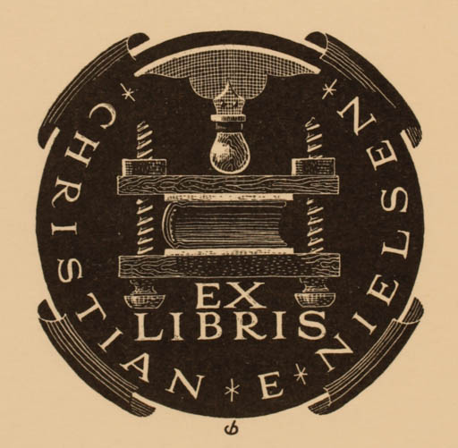 Exlibris by Christian Blæsbjerg from Denmark for Christian E Nielsen - Working Book 