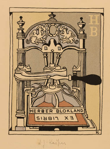 Exlibris by Ladislav J. Kaspar from Czechoslovakia for Herber Blokland - Working Technology 