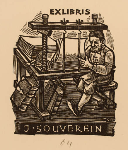 Exlibris by Herbert S. Ott from Germany for Johannes Souverein - Working Book Man 