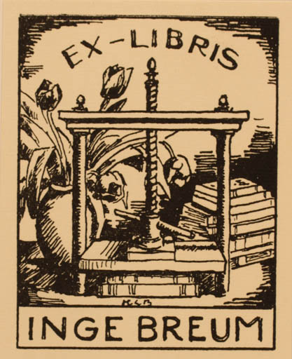 Exlibris by H. C. Bärenholdt from Denmark for Inge Breum - Working Book 