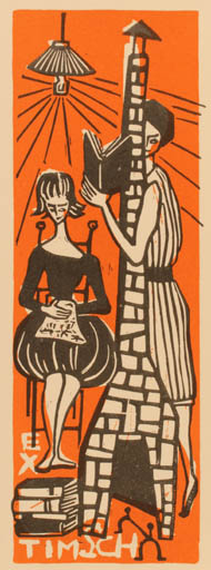 Exlibris by Maria Elisa Leboroni from Italy for ? ? - Book Woman 