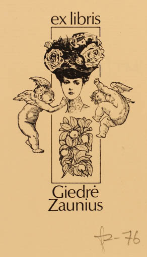 Exlibris by ? ? from USA for Giedre Zaunius - Angel Woman 