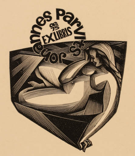 Exlibris by Anatolij Kalaschnikow from Russia for Johannes Parvits - Woman 