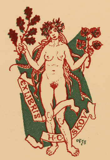 Exlibris by Jaroslav Vodrazka from Czechoslovakia for Henry Carlo Skov - Woman Nude 