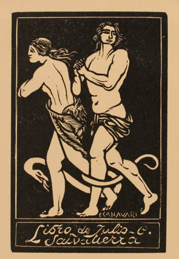 Exlibris by Carlo Canavari from Italy for Julio C. Salvatierra - Adam and Eve 