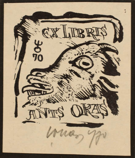 Exlibris by Evald Okas from Estonia for Ants Okas - Fauna 