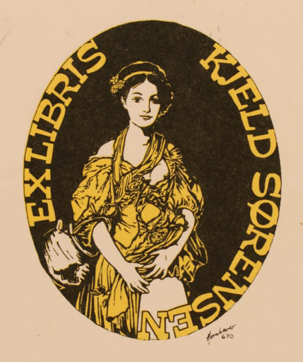 Exlibris by Hans Chr. Hornhaver from Denmark for Kjeld Sørensen - Woman 