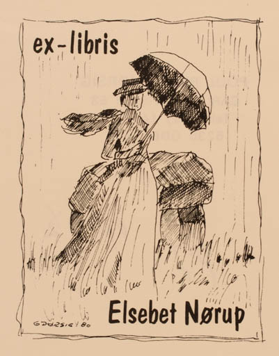 Exlibris by Poul R. Gjørsig from Denmark for Elsebet Nørup - Woman 