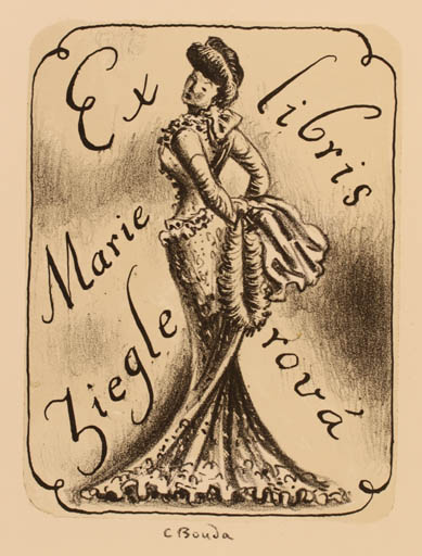 Exlibris by Cyril Bouda from Czechoslovakia for Marie Zieglerová - Woman 