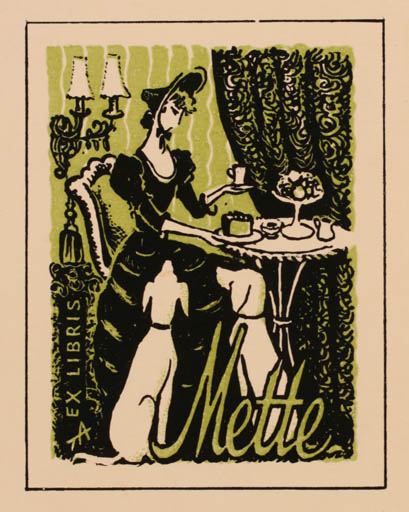 Exlibris by Thorkild Andersen from Denmark for ? Mette - Dog Woman 